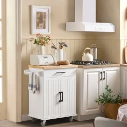 SoBuy Køkkenvogn med 1 skuffe i træ 74x45.6x91cm, moderne FKW119-WN