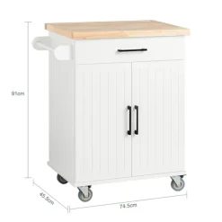 SoBuy Køkkenvogn med 1 skuffe i træ 74x45.6x91cm, moderne FKW119-WN