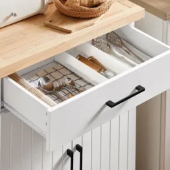 SoBuy Køkkenvogn med 1 skuffe i træ 74x45.6x91cm, moderne FKW119-WN
