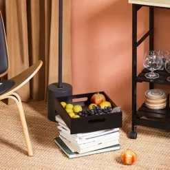 SoBuy Køkkenvogn med 3 skuffer i sort 67x37x84cm, funktionel FKW79-SCH