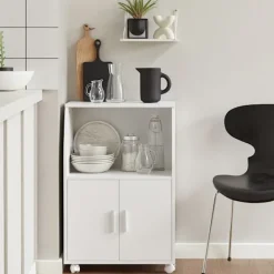 SoBuy Køkkenvogn med 2 skuffer i hvid 55x38x84cm, moderne FRG241-W