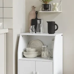 SoBuy Køkkenvogn med 2 skuffer i hvid 55x38x84cm, moderne FRG241-W