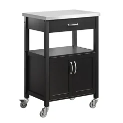 SoBuy Køkkenvogn med 1 skuffe i sort 60x44.5x91cm, funktionel FKW22-SCH