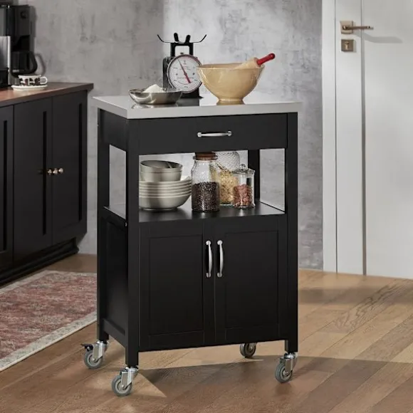 SoBuy Køkkenvogn med 1 skuffe i sort 60x44.5x91cm, funktionel FKW22-SCH