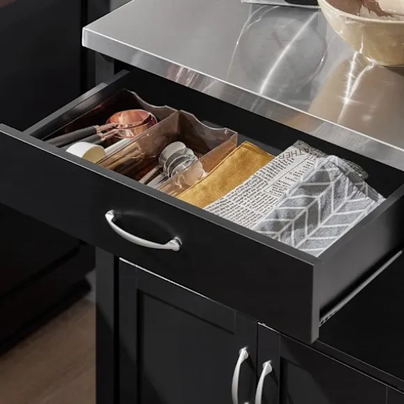 SoBuy Køkkenvogn med 1 skuffe i sort 60x44.5x91cm, funktionel FKW22-SCH