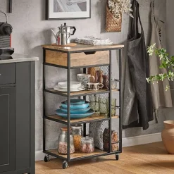 SoBuy Køkkenvogn med 1 skuffe i træ 50x37x87cm, vintage FKW99-N