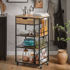SoBuy Køkkenvogn med 1 skuffe i træ 50x37x87cm, vintage FKW99-N