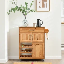 SoBuy Køkkenvogn med 1 skuffe i naturlig 75x38x86cm, vintage FKW45-N