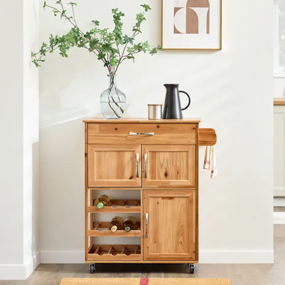 SoBuy Køkkenvogn med 1 skuffe i naturlig 75x38x86cm, vintage FKW45-N