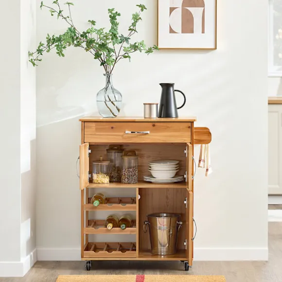 SoBuy Køkkenvogn med 1 skuffe i naturlig 75x38x86cm, vintage FKW45-N