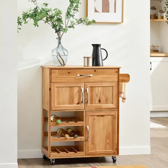 SoBuy Køkkenvogn med 1 skuffe i naturlig 75x38x86cm, vintage FKW45-N