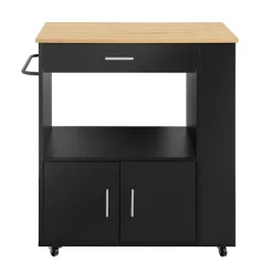 SoBuy Køkkenvogn med 1 skuffe i sort 75x46x88cm, funktionel FKW113-SCH