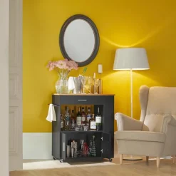 SoBuy Køkkenvogn med 1 skuffe i sort 75x46x88cm, funktionel FKW113-SCH