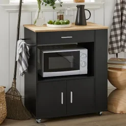 SoBuy Køkkenvogn med 1 skuffe i sort 75x46x88cm, funktionel FKW113-SCH