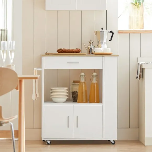 SoBuy Køkkenvogn med 1 skuffe i hvid 75x46x88cm, funktionel FKW113-WN