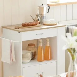 SoBuy Køkkenvogn med 1 skuffe i hvid 75x46x88cm, funktionel FKW113-WN