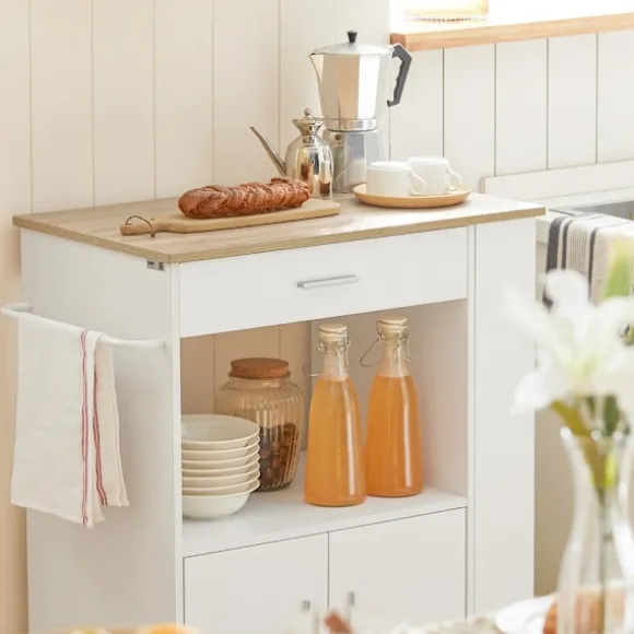 SoBuy Køkkenvogn med 1 skuffe i hvid 75x46x88cm, funktionel FKW113-WN