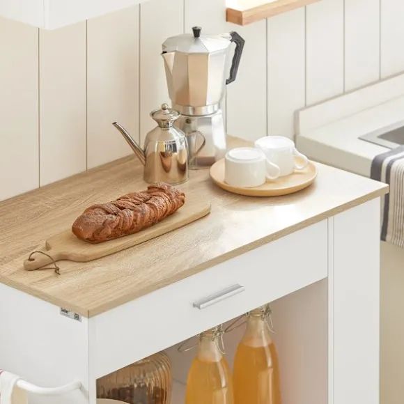 SoBuy Køkkenvogn med 1 skuffe i hvid 75x46x88cm, funktionel FKW113-WN