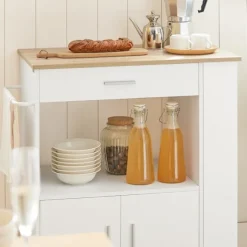 SoBuy Køkkenvogn med 1 skuffe i hvid 75x46x88cm, funktionel FKW113-WN