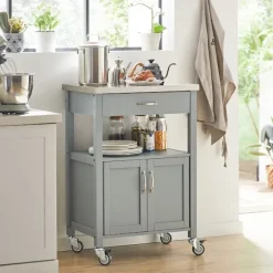 SoBuy Køkkenvogn med 1 skuffe i lysegrå 60x44.5x91cm, moderne FKW22-HG