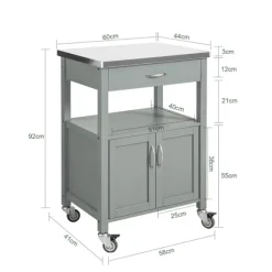 SoBuy Køkkenvogn med 1 skuffe i lysegrå 60x44.5x91cm, moderne FKW22-HG
