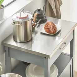 SoBuy Køkkenvogn med 1 skuffe i lysegrå 60x44.5x91cm, moderne FKW22-HG