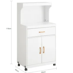 SoBuy Køkkenvogn med 1 skuffe i hvid 61x39.5x119cm, moderne FSB12-W