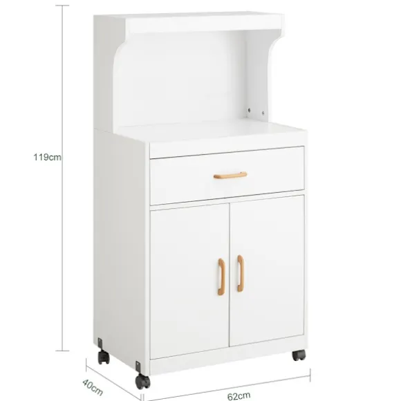 SoBuy Køkkenvogn med 1 skuffe i hvid 61x39.5x119cm, moderne FSB12-W