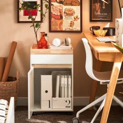 SoBuy Kontormøbel med 1 dør i hvid 40x40x63.5cm, funktionel ASK03-W
