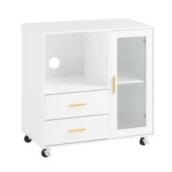 SoBuy Kontormøbel med 2 skuffer i hvid 75x40x75.5cm, moderne ASK09-W