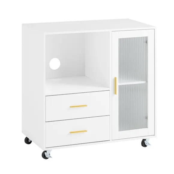 SoBuy Kontormøbel med 2 skuffer i hvid 75x40x75.5cm, moderne ASK09-W
