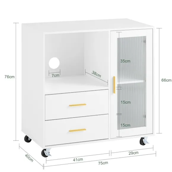 SoBuy Kontormøbel med 2 skuffer i hvid 75x40x75.5cm, moderne ASK09-W