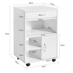 SoBuy Kontormøbel med 1 skuffe i hvid 50x40x75.5cm, moderne FBT106-W