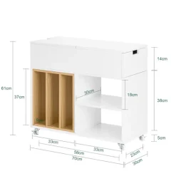 SoBuy Kontormøbel med 1 skuffe i hvid 70x30x61cm, moderne FBT134-W