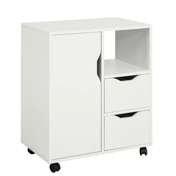 SoBuy Kontormøbel med 2 skuffer i hvid 60x35x70cm, moderne FBT105-W