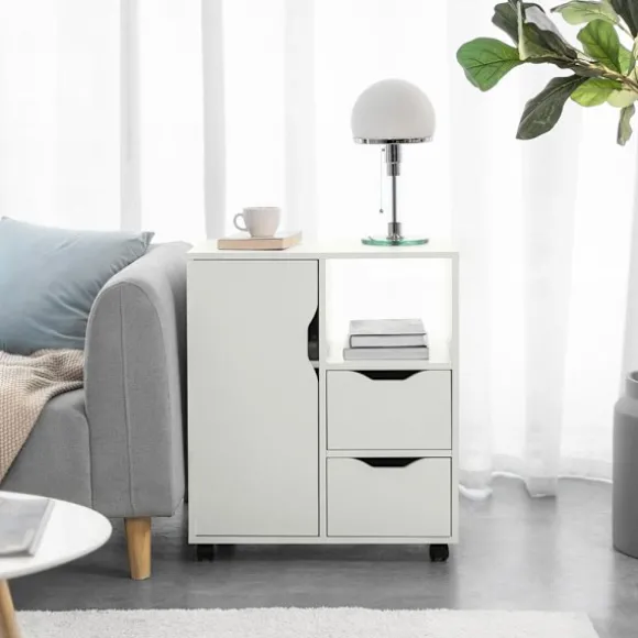 SoBuy Kontormøbel med 2 skuffer i hvid 60x35x70cm, moderne FBT105-W
