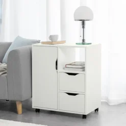 SoBuy Kontormøbel med 2 skuffer i hvid 60x35x70cm, moderne FBT105-W