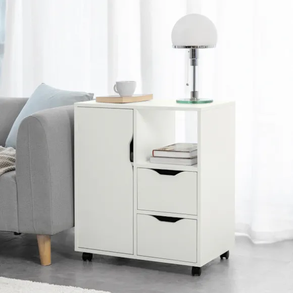 SoBuy Kontormøbel med 2 skuffer i hvid 60x35x70cm, moderne FBT105-W