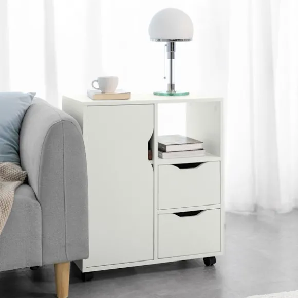 SoBuy Kontormøbel med 2 skuffer i hvid 60x35x70cm, moderne FBT105-W