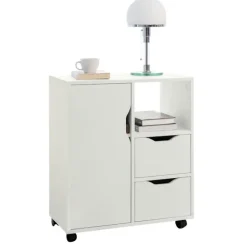 SoBuy Kontormøbel med 2 skuffer i hvid 60x35x70cm, moderne FBT105-W