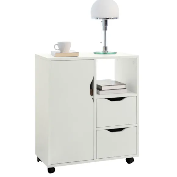 SoBuy Kontormøbel med 2 skuffer i hvid 60x35x70cm, moderne FBT105-W