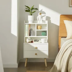 SoBuy lave opholdsborde opholdsborde med vitrinlåger FBT100-W White
