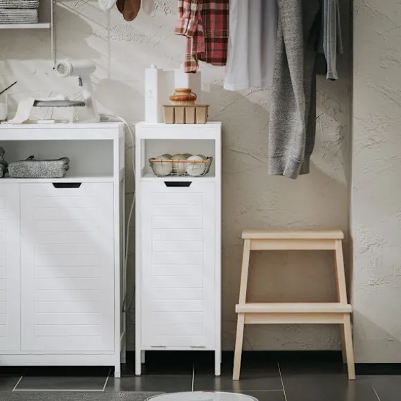 SoBuy Lavt badeværelsesskab med 1 hylde i hvid 30x30x89cm, funktionel BZR122-W