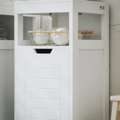 SoBuy Lavt badeværelsesskab med 1 hylde i hvid 30x30x89cm, funktionel BZR122-W