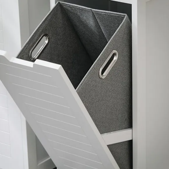 SoBuy Lavt badeværelsesskab med 1 hylde i hvid 30x30x89cm, funktionel BZR122-W
