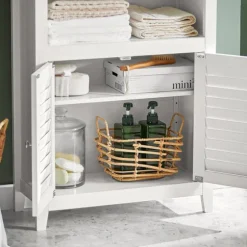 SoBuy Lavt badeværelsesskab med 2 døre i hvid 60x25.5x90cm, klassisk BZR13-W