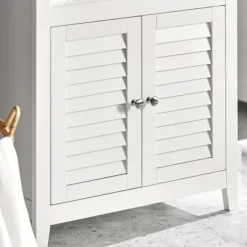 SoBuy Lavt badeværelsesskab med 2 døre i hvid 60x25.5x90cm, klassisk BZR13-W