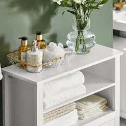 SoBuy Lavt badeværelsesskab med 2 døre i hvid 60x25.5x90cm, klassisk BZR13-W