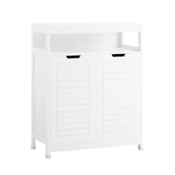 SoBuy Lavt badeværelsesskab med 2 døre i hvid 70x35x89cm, moderne BZR121-W