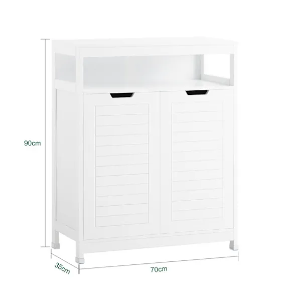 SoBuy Lavt badeværelsesskab med 2 døre i hvid 70x35x89cm, moderne BZR121-W